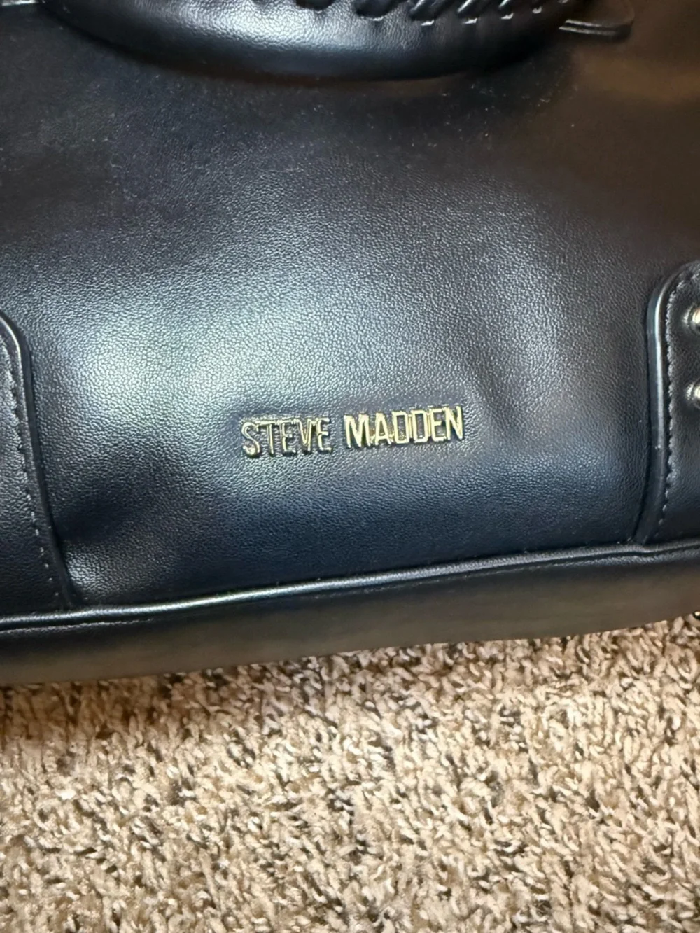 Steve Madden Black Braided-Handle Satchel with Detachable Strap - Picture 2 of 4
